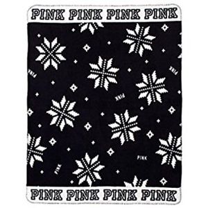 VS PINK Black Cozy fleece blanket